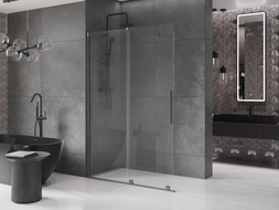 Mexen Velar 130 x 200 cm-es tolóajtós Walk-in zuhanyfal, átlátszó 8 mm, gun szürke kefélt - 871-130-000-03-66