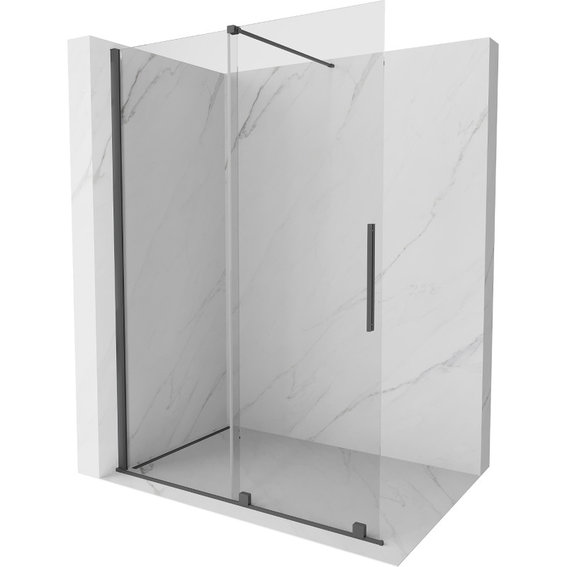 Mexen Velar Toló zuhanyfal Walk-in 150 x 200 cm, átlátszó 8 mm, szálcsiszolt pisztolyszürke - 871-150-000-03-66