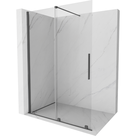 Mexen Velar perete de duș glisant Walk-in 150 x 200 cm, transparent 8 mm, gri armat periat - 871-150-000-03-66