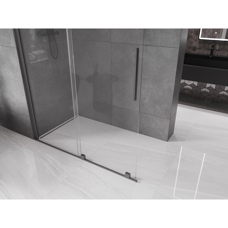 Mexen Velar Toló zuhanyfal Walk-in 150 x 200 cm, átlátszó 8 mm, szálcsiszolt pisztolyszürke - 871-150-000-03-66