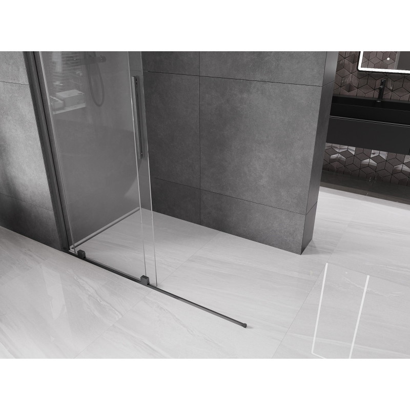 Mexen Velar tolóajtós zuhanyfal Walk-in 160 x 200 cm, áttetsző 8 mm, fegyverszürke kefe - 871-160-000-03-66