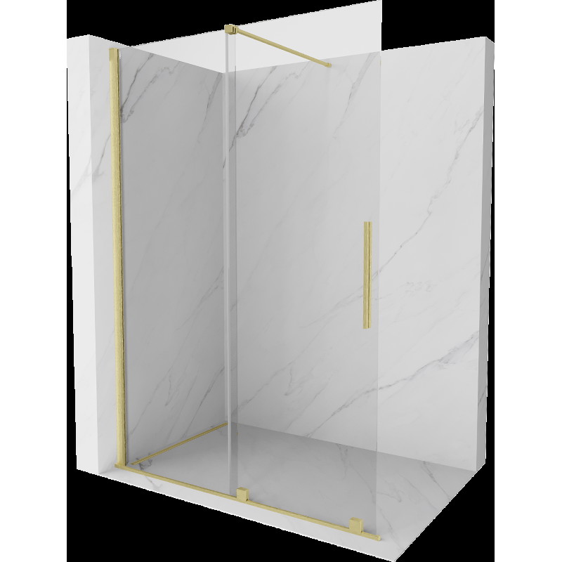 Mexen Velar perete pentru duș extensibil Walk-in 130 x 200 cm, transparent 8 mm, finisaj auriu satinat - 871-130-000-03-55