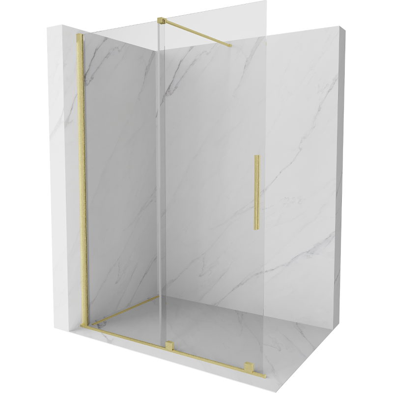 Mexen Velar perete de duș deplasabil Walk-in 140 x 200 cm, transparent 8 mm, auriu periat - 871-140-000-03-55