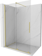 Mexen Velar Tolóajtós walk-in zuhanyfal 140 x 200 cm, átlátszó 8 mm, arany kefefinomsággal - 871-140-000-03-55