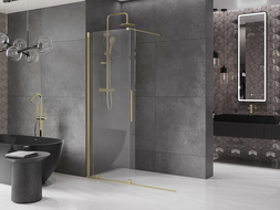 Mexen Velar perete de duș glisant Walk-in 140 x 200 cm, transparent 8 mm, aur satinat - 871-140-000-03-55