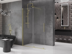 Mexen Velar Perete de duș culisant Walk-in 150 x 200 cm, transparent 8 mm, aurie periată - 871-150-000-03-55