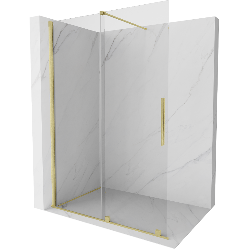 Mexen Velar perete de duș retractabil Walk-in 160 x 200 cm, transparent 8 mm, aurie periată - 871-160-000-03-55