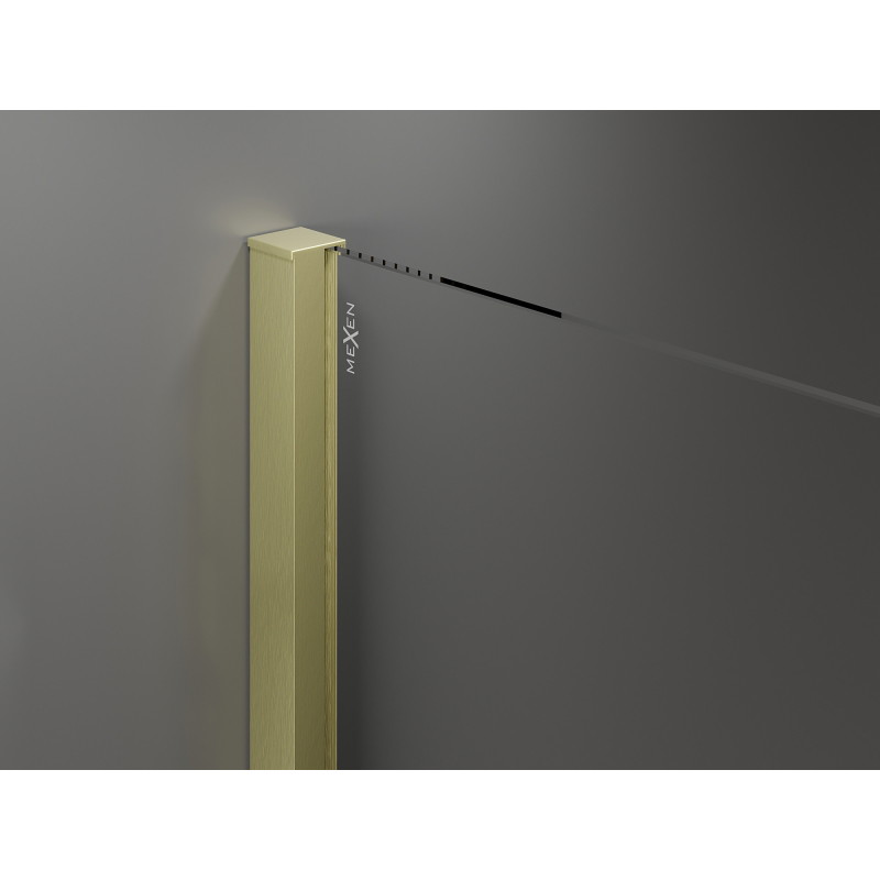 Mexen Velar perete duș glisant Walk-in 160 x 200 cm, transparent 8 mm, auriu periat - 871-160-000-03-55