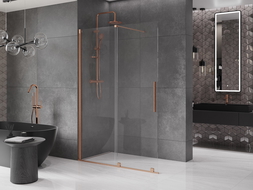 Mexen Velar perete de duș extensibil Walk-in 130 x 200 cm, sticlă transparentă 8 mm, cupru periat - 871-130-000-03-65