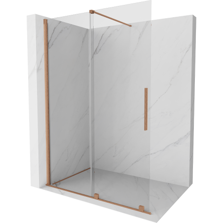 Mexen Velar 150 x 200 cm-es Walk-in eltolható zuhanyfal, átlátszó 8 mm, kefe réz - 871-150-000-03-65