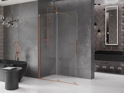 Mexen Velar Toló zuhanyfal Walk-in 150 x 200 cm, átlátszó 8 mm, kefe simított réz - 871-150-000-03-65