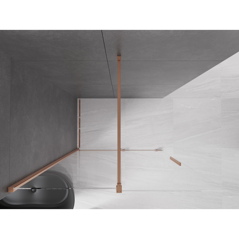 Mexen Velar 150 x 200 cm-es Walk-in eltolható zuhanyfal, átlátszó 8 mm, kefe réz - 871-150-000-03-65