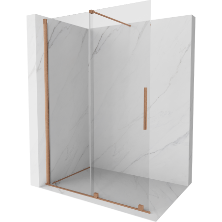 Mexen Velar toló zuhanyfal Walk-in 160 x 200 cm, áttetsző 8 mm, kefélt réz - 871-160-000-03-65