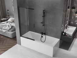 Mexen Fox paravan cadă cu 2 panouri glisante 85 x 150 cm, transparent, negru - 891-085-002-70-00