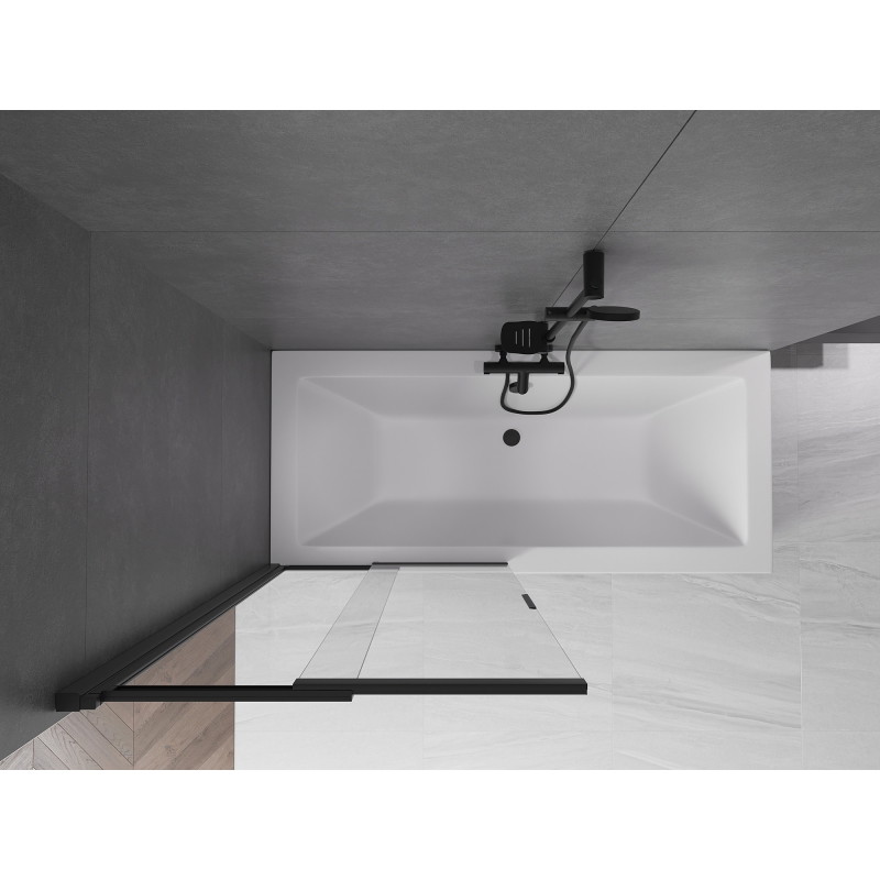 Mexen Fox paravan cadă de baie cu 2 panouri glisante 85 x 150 cm, transparent, negru - 891-085-002-70-00