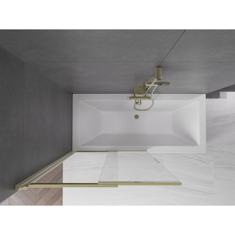 Mexen Fox paravan pentru cadă de duș cu 2 canaturi glisante 100 x 150 cm, transparent, auriu - 891-100-002-50-00