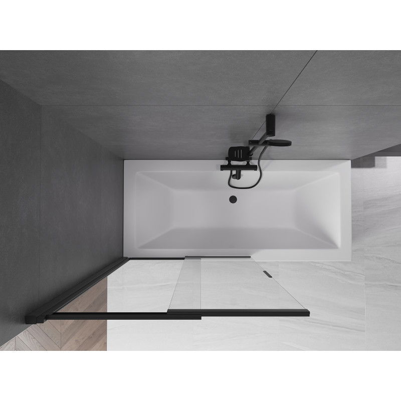 Mexen Fox 2-szárnyú eltolható fürdőszobai paraván, 100 x 150 cm, átlátszó, fekete - 891-100-002-70-00