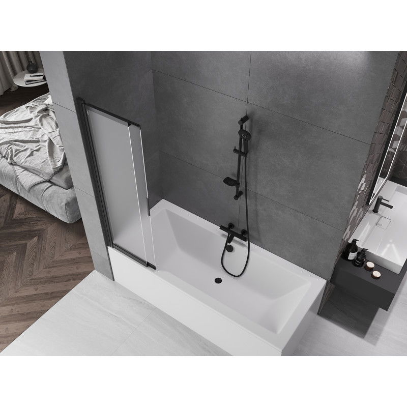 Mexen Fox 2-szárnyú toló fürdőszobapanel 85 x 150 cm, matt, fekete - 891-085-002-70-30