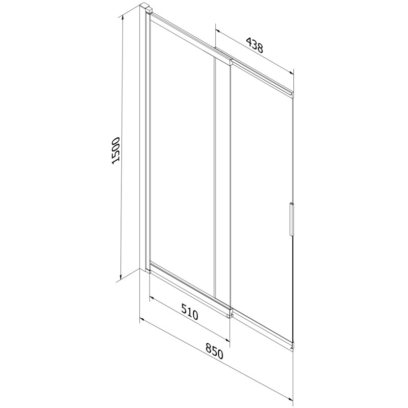 Mexen Fox 2-részes toló zuhanyfal, 85 x 150 cm, matt, fekete - 891-085-002-70-30