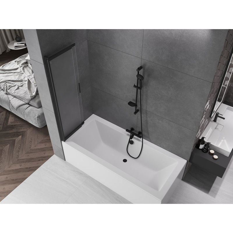 Mexen Fox paravan de duș 2-pliabil glisant 85 x 150 cm, înghețat, negru - 891-085-002-70-30