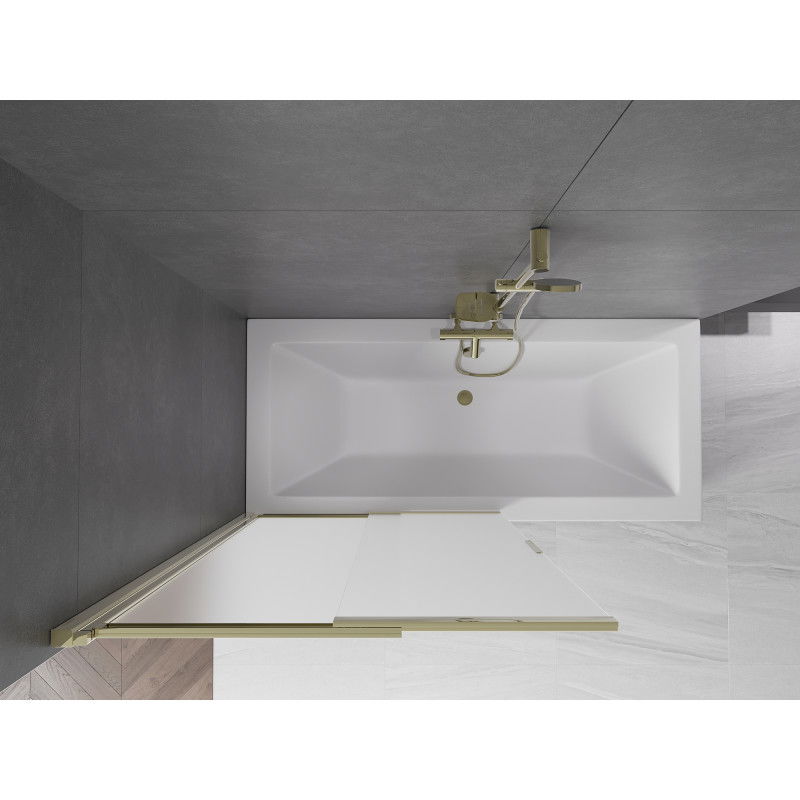 Mexen Fox paravan de cadă cu 2 aripi culisante 100 x 150 cm, înghețat, auriu - 891-100-002-50-30