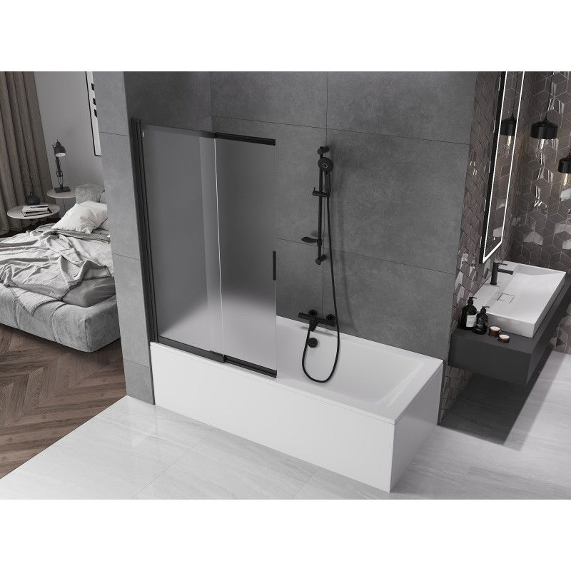 Mexen Fox 2-paneles toló zuhanyfal 100 x 150 cm, matt, fekete - 891-100-002-70-30