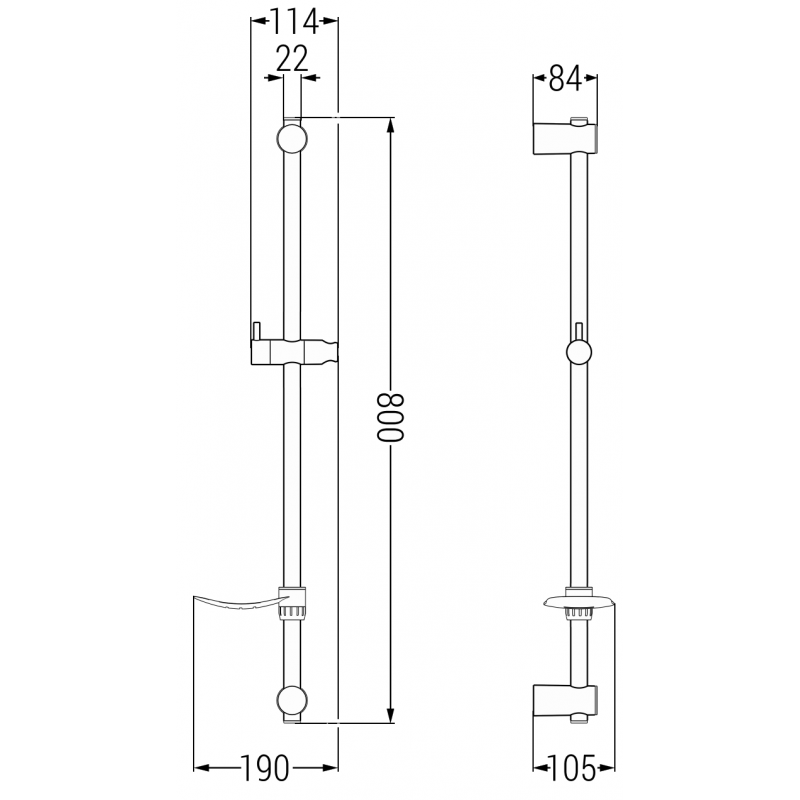 Mexen DF bară de duș cu săpunieră 80 cm, grafit - 79382-66