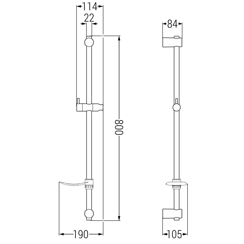 Mexen DF bară de duș cu săpunieră 80 cm, gri închis periat - 79382-66