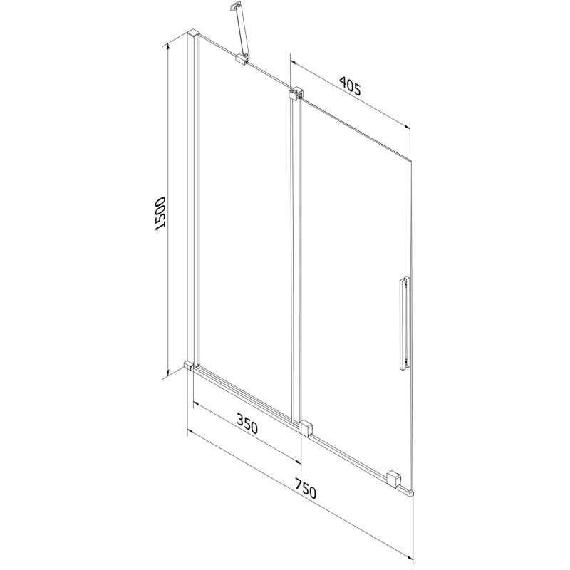 Mexen Velar 2-szárnyú eltolható fürdőszobai paraván 75 x 150 cm, átlátszó, króm - 896-075-000-01-01