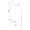 Mexen Velar paravan cadă 2-aripi culisant 75 x 150 cm, transparent, Crom - 896-075-000-01-01