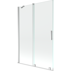 Mexen Velar 2 szárnyas kádparaván mozgatható 120 x 150 cm, Átlátszó, Króm - 896-120-000-01-01