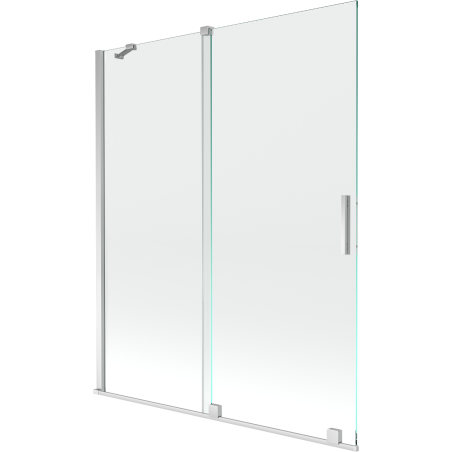 Mexen Velar 2 szárnyas kádparaván mozgatható 140 x 150 cm, Átlátszó, Króm - 896-140-000-01-01