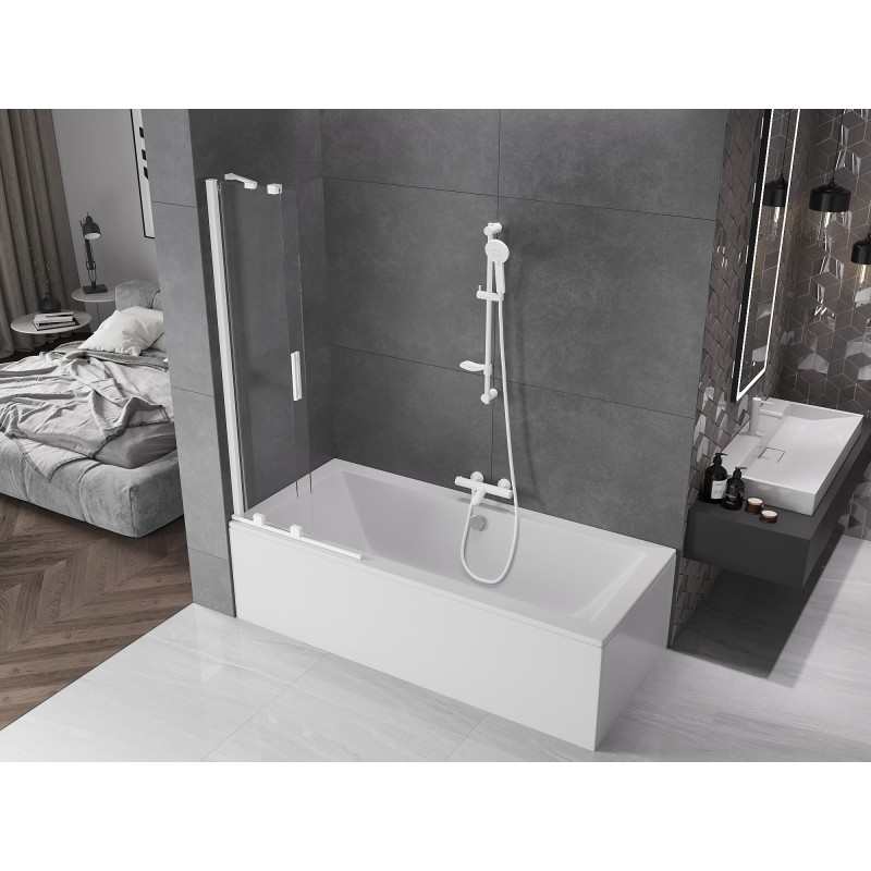 Mexen Velar kétszárnyú, toló fürdőkád paraván 70 x 150 cm, átlátszó, fehér - 896-070-000-01-20