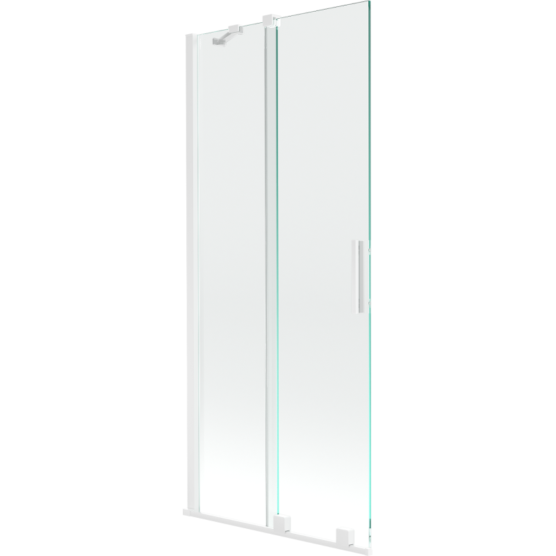 Paravan de cadă Mexen Velar, 2-canaturi glisant, 85 x 150 cm, transparent, alb - 896-085-000-01-20
