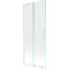 Paravan de cadă Mexen Velar, 2-canaturi glisant, 85 x 150 cm, transparent, alb - 896-085-000-01-20