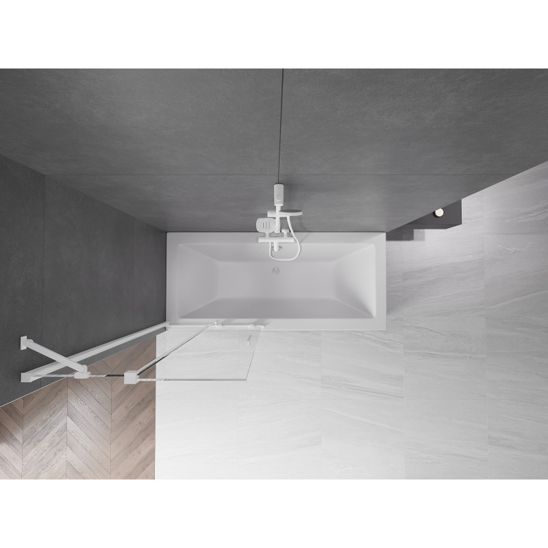 Mexen Velar 2-szárnyas, toló kád paraván 85 x 150 cm, átlátszó, fehér - 896-085-000-01-20