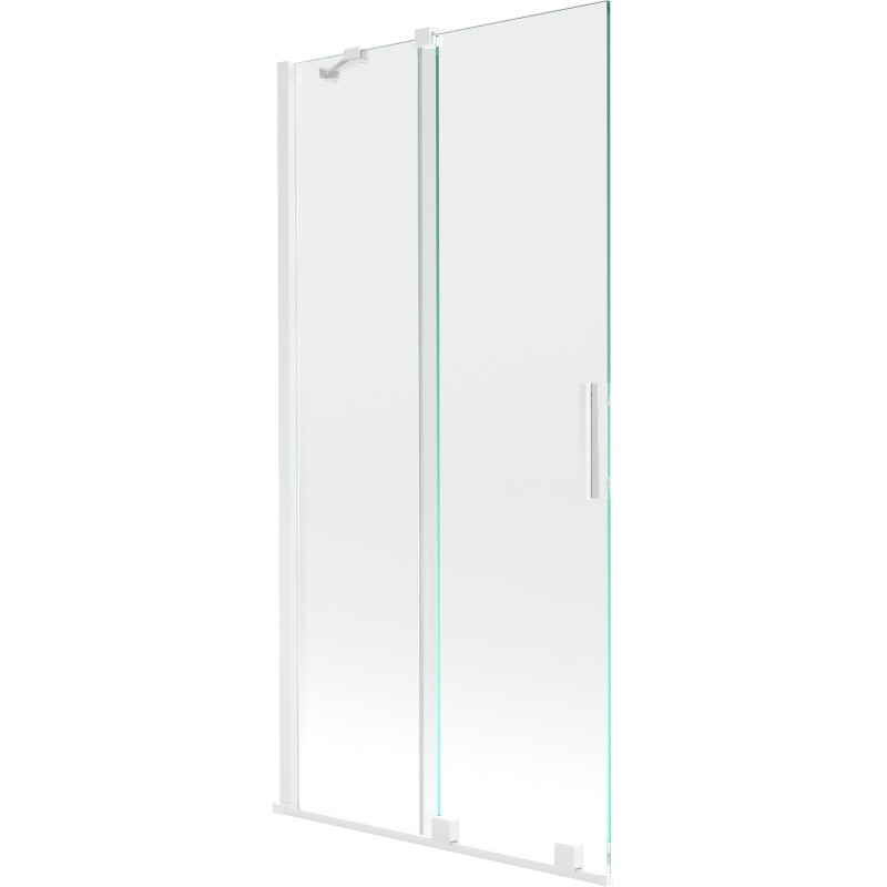Mexen Velar 2 szárnyú, 90 x 150 cm-es, átlátszó, fehér toló kádparaván - 896-090-000-01-20