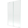 Mexen Velar paravan cadă 2-aripi culisant 110 x 150 cm, transparent, Albă - 896-110-000-01-20