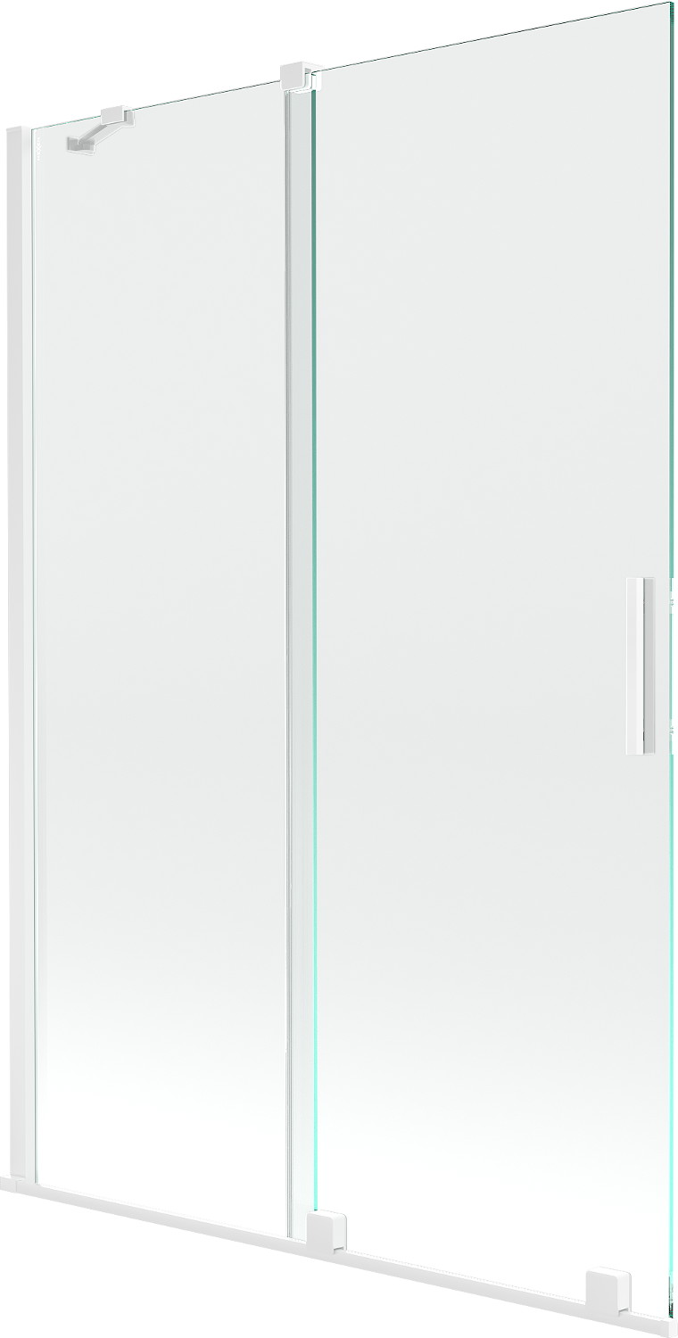 Mexen Velar paravan cadă 2-aripi culisant 120 x 150 cm, transparent, Albă - 896-120-000-01-20