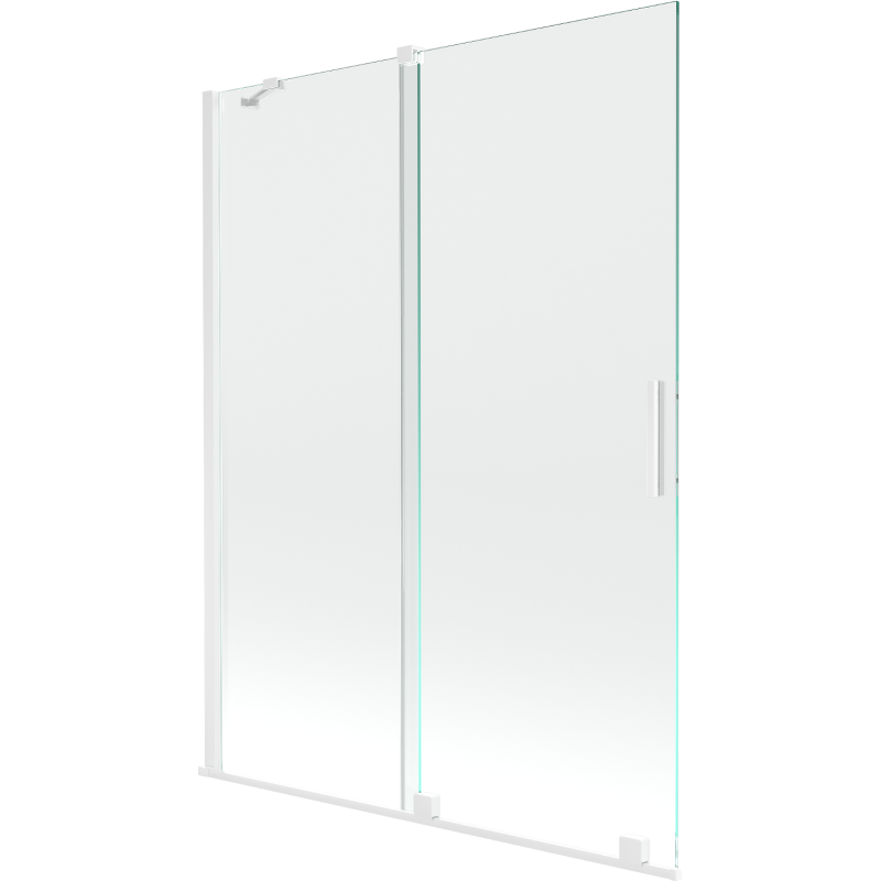 Mexen Velar paravan cadă 2-aripi culisant 130 x 150 cm, transparent, Albă - 896-130-000-01-20