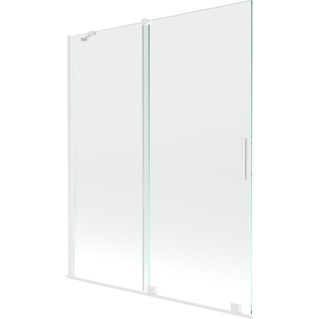 Mexen Velar paravan cadă 2-aripi culisant 140 x 150 cm, transparent, Albă - 896-140-000-01-20