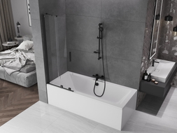 Mexen Velar paravan de cadă cu 2 aripi culisante 70 x 150 cm, transparent, negru - 896-070-000-01-70