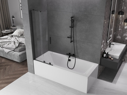 Mexen Velar paravan cadă 2-aripi culisant 75 x 150 cm, transparent, Neagră - 896-075-000-01-70