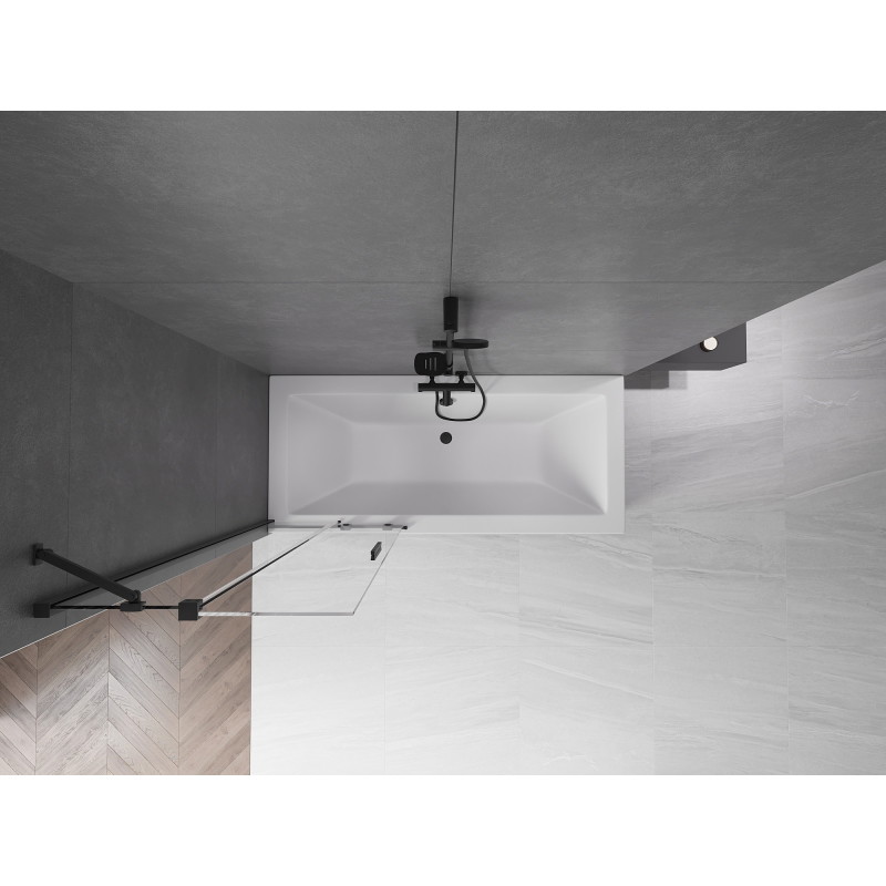 Mexen Velar 2-szárnyas, eltolható kádparaván, 75 x 150 cm, átlátszó, fekete - 896-075-000-01-70