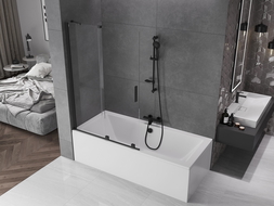Mexen Velar paravan cadă cu două panouri glisante 110 x 150 cm, transparent, negru - 896-110-000-01-70