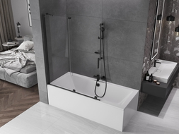 Mexen Velar paravan cadă 2-aripi culisant 130 x 150 cm, transparent, Neagră - 896-130-000-01-70