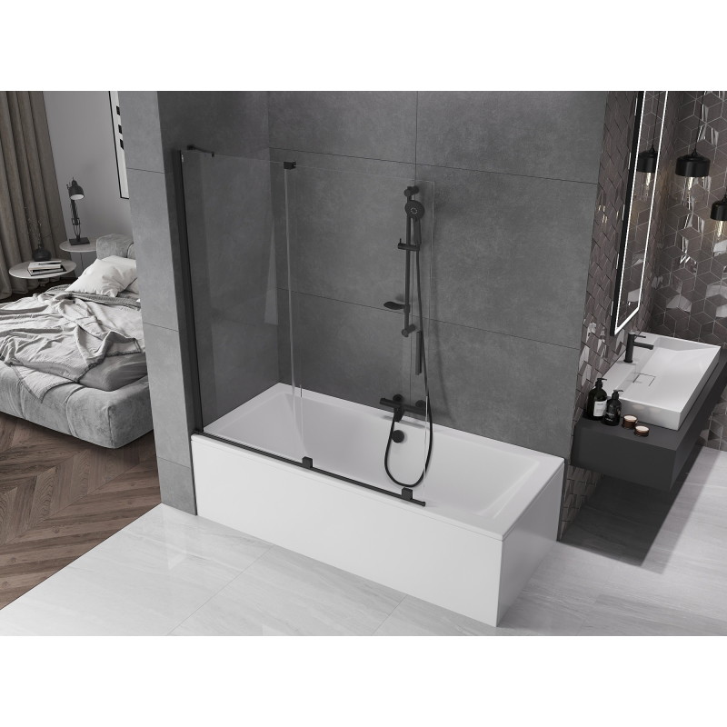 Mexen Velar paravan de baie cu 2 aripi glisante 140 x 150 cm, transparent, negru - 896-140-000-01-70
