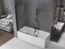 Mexen Velar paravan cadă 2-aripi culisant 140 x 150 cm, transparent, Neagră - 896-140-000-01-70
