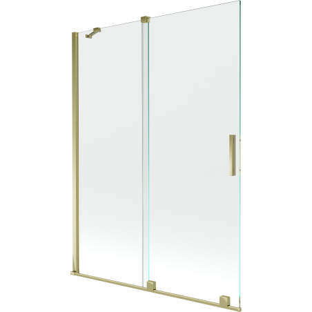 Mexen Velar 2 szárnyas kádparaván mozgatható 130 x 150 cm, Átlátszó, arany - 896-130-000-01-50