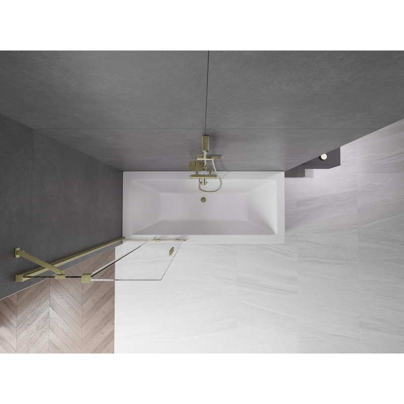 Mexen Velar 2-szárnyú eltolható kádparaván 75 x 150 cm, átlátszó, matt arany - 896-075-000-01-55